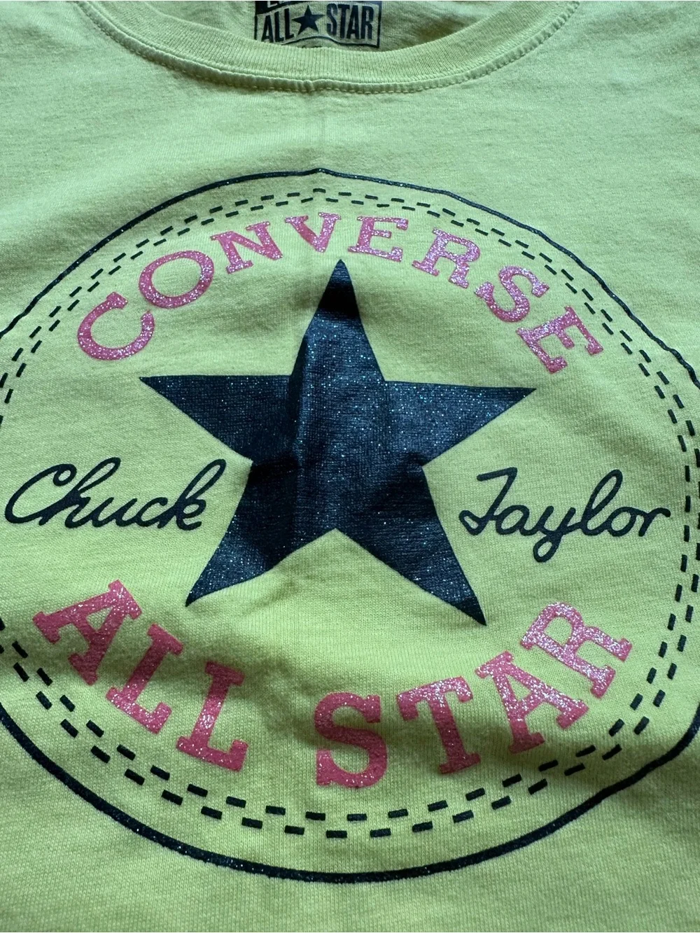 Converse Kids Neon Yellow Short Sleeve Chuck Taylor Graphic Tee size 10-12 or M